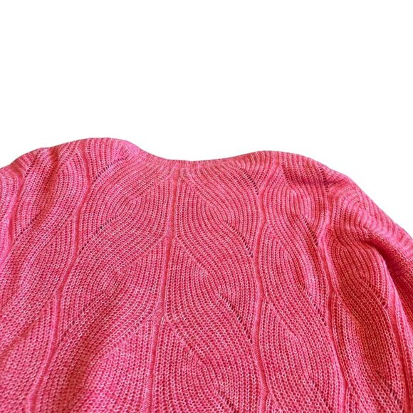 Anthropologie Keely Loose Weave Pullover Sweater Pink Stretch Wool Blend Medium - Picture 8 of 12